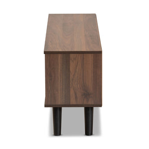 Baxton Studio Baxton Mallory Modern Two-Tone Walnut Brown & Grey TV Stand with Storage & Cable Management Solutions TV8009-Walnut/Grey-TV