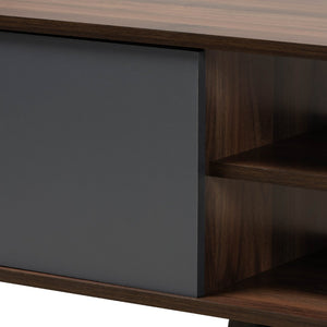 Baxton Studio Baxton Studio Clapton Stylish Multi-Tone Grey & Walnut Wood TV Stand with Storage & Cable Management TV8010-Walnut/Grey-TV
