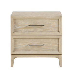 English Elm Contemporary Oak Veneer Two Drawer Nightstand with Smooth Glides for Modern Bedrooms B011P425796