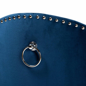 Baxton Studio Baxton Studio Luxe Navy Velvet Rolling Accent Chair – Glamorous Comfort with Silver Studs & Mobility WS-52226-Navy Blue Velvet-CC