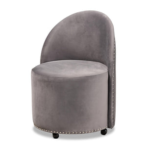 Baxton Studio Baxton Studio Velvet Accent Chair with Silver Studs - Stylish, Comfortable & Mobile Glam Decor WS-52226-Grey Velvet-CC