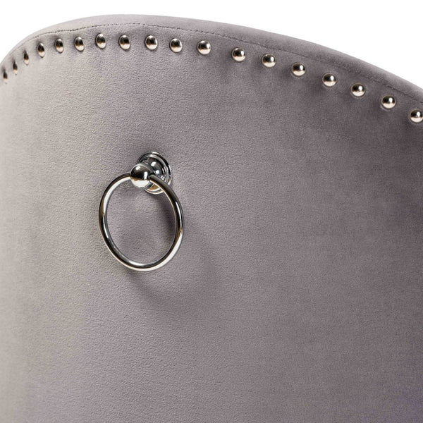 Baxton Studio Baxton Studio Velvet Accent Chair with Silver Studs - Stylish, Comfortable & Mobile Glam Decor WS-52226-Grey Velvet-CC