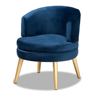 Baxton Studio Baxton Studio Baptiste Luxe Navy Velvet Accent Chair with Gold Legs for Chic Living Room Style WS-14056-Navy Blue Velvet/Gold-CC