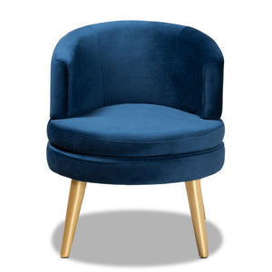 Baxton Studio Baxton Studio Baptiste Luxe Navy Velvet Accent Chair with Gold Legs for Chic Living Room Style WS-14056-Navy Blue Velvet/Gold-CC