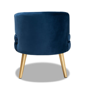 Baxton Studio Baxton Studio Baptiste Luxe Navy Velvet Accent Chair with Gold Legs for Chic Living Room Style WS-14056-Navy Blue Velvet/Gold-CC