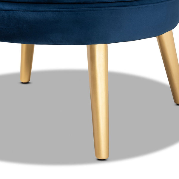 Baxton Studio Baxton Studio Baptiste Luxe Navy Velvet Accent Chair with Gold Legs for Chic Living Room Style WS-14056-Navy Blue Velvet/Gold-CC