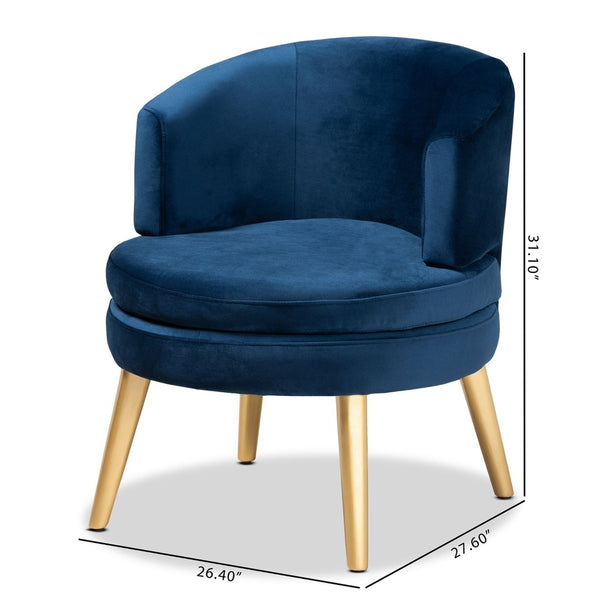 Baxton Studio Baxton Studio Baptiste Luxe Navy Velvet Accent Chair with Gold Legs for Chic Living Room Style WS-14056-Navy Blue Velvet/Gold-CC