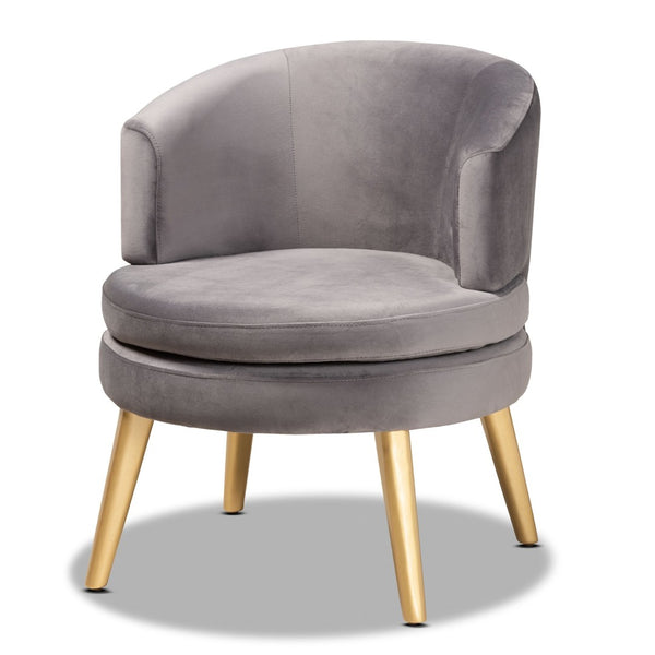 Baxton Studio Baxton Studio Baptiste Luxe Grey Velvet Accent Chair with Gold Legs - Glam Comfort for Any Space WS-14056-Grey Velvet/Gold-CC