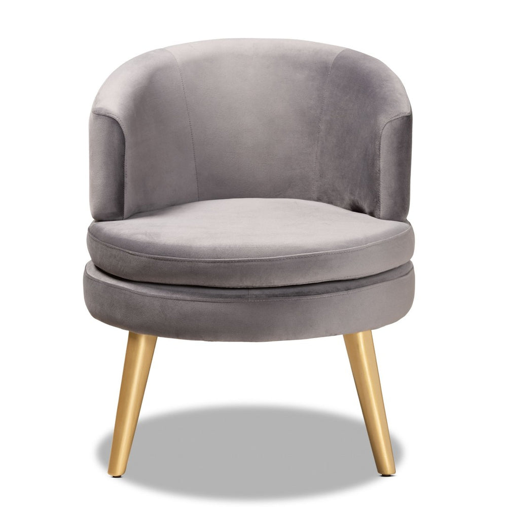 Baxton Studio Baxton Studio Baptiste Luxe Grey Velvet Accent Chair with Gold Legs - Glam Comfort for Any Space WS-14056-Grey Velvet/Gold-CC