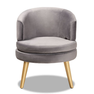 Baxton Studio Baxton Studio Baptiste Luxe Grey Velvet Accent Chair with Gold Legs - Glam Comfort for Any Space WS-14056-Grey Velvet/Gold-CC