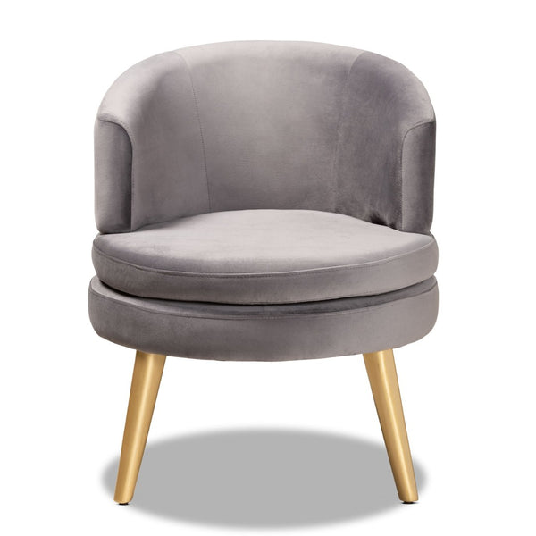 Baxton Studio Baxton Studio Baptiste Luxe Grey Velvet Accent Chair with Gold Legs - Glam Comfort for Any Space WS-14056-Grey Velvet/Gold-CC