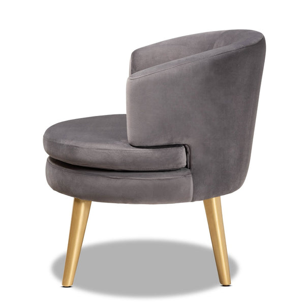 Baxton Studio Baxton Studio Baptiste Luxe Grey Velvet Accent Chair with Gold Legs - Glam Comfort for Any Space WS-14056-Grey Velvet/Gold-CC