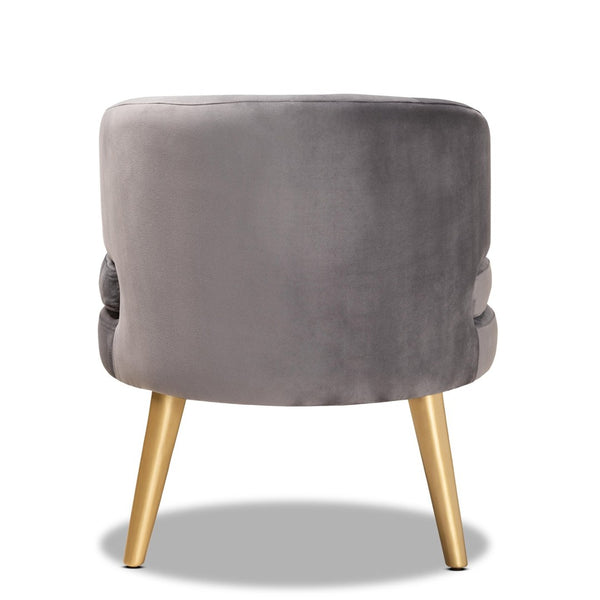 Baxton Studio Baxton Studio Baptiste Luxe Grey Velvet Accent Chair with Gold Legs - Glam Comfort for Any Space WS-14056-Grey Velvet/Gold-CC