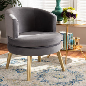 Baxton Studio Baxton Studio Baptiste Luxe Grey Velvet Accent Chair with Gold Legs - Glam Comfort for Any Space WS-14056-Grey Velvet/Gold-CC