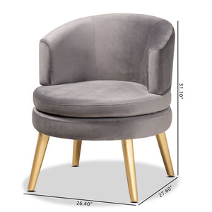 Baxton Studio Baxton Studio Baptiste Luxe Grey Velvet Accent Chair with Gold Legs - Glam Comfort for Any Space WS-14056-Grey Velvet/Gold-CC