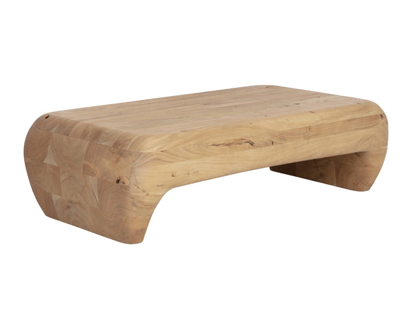 Sunpan Pino Solid Acacia Wood Coffee Table Handcrafted Artisan Piece for Bohemian Living Rooms 112351