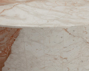 Sunpan Laros Solid Italian Breccia Marble Round Coffee Table Artisan Veined Living Room 112370