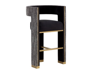 Sunpan Adamina Upholstered Barstool with Gold Powder-Coated Frame for Kitchen Islands 112390