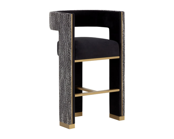 Sunpan Adamina Upholstered Barstool with Gold Powder-Coated Frame for Kitchen Islands 112390