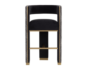 Sunpan Adamina Upholstered Barstool with Gold Powder-Coated Frame for Kitchen Islands 112390