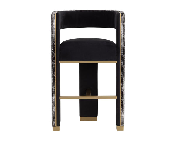 Sunpan Adamina Upholstered Barstool with Gold Powder-Coated Frame for Kitchen Islands 112390