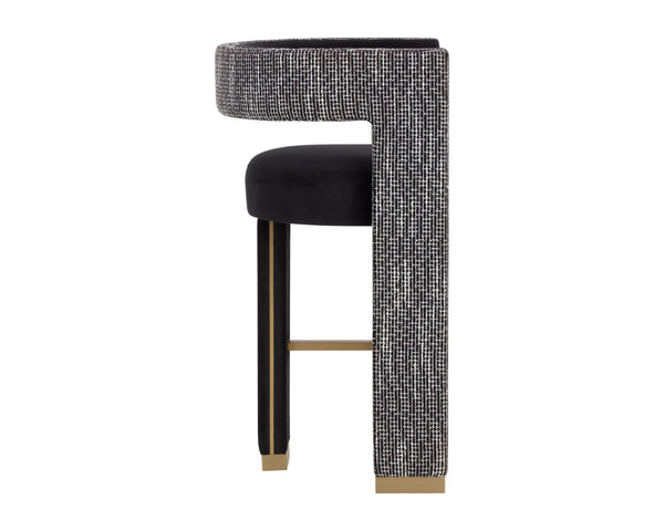 Sunpan Adamina Upholstered Barstool with Gold Powder-Coated Frame for Kitchen Islands 112390