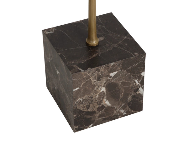 Sunpan Meridia Handcrafted Brown Emperador Marble End Table with Antique Brass Top 112398