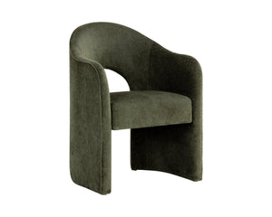 Sunpan ANAYA Dining Armchair - Timeless Comfort and Style with Elegant Arched Silhouette for Versatile Use Green 112504