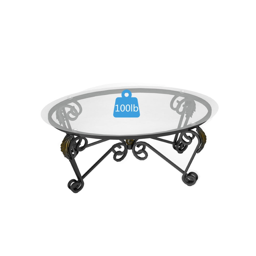 English Elm Tempered Glass Nesting Coffee Table Set Three Piece Elliptical Metal Living Room D665098815
