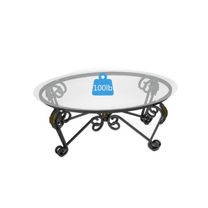 English Elm Tempered Glass Nesting Coffee Table Set Three Piece Elliptical Metal Living Room D665098815
