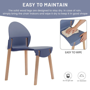 English Elm Summer 5 Piece Round Dining Set Polypropylene Stackable Chairs Oak Legs Modern Style Grey-Blue,White W3450S00039