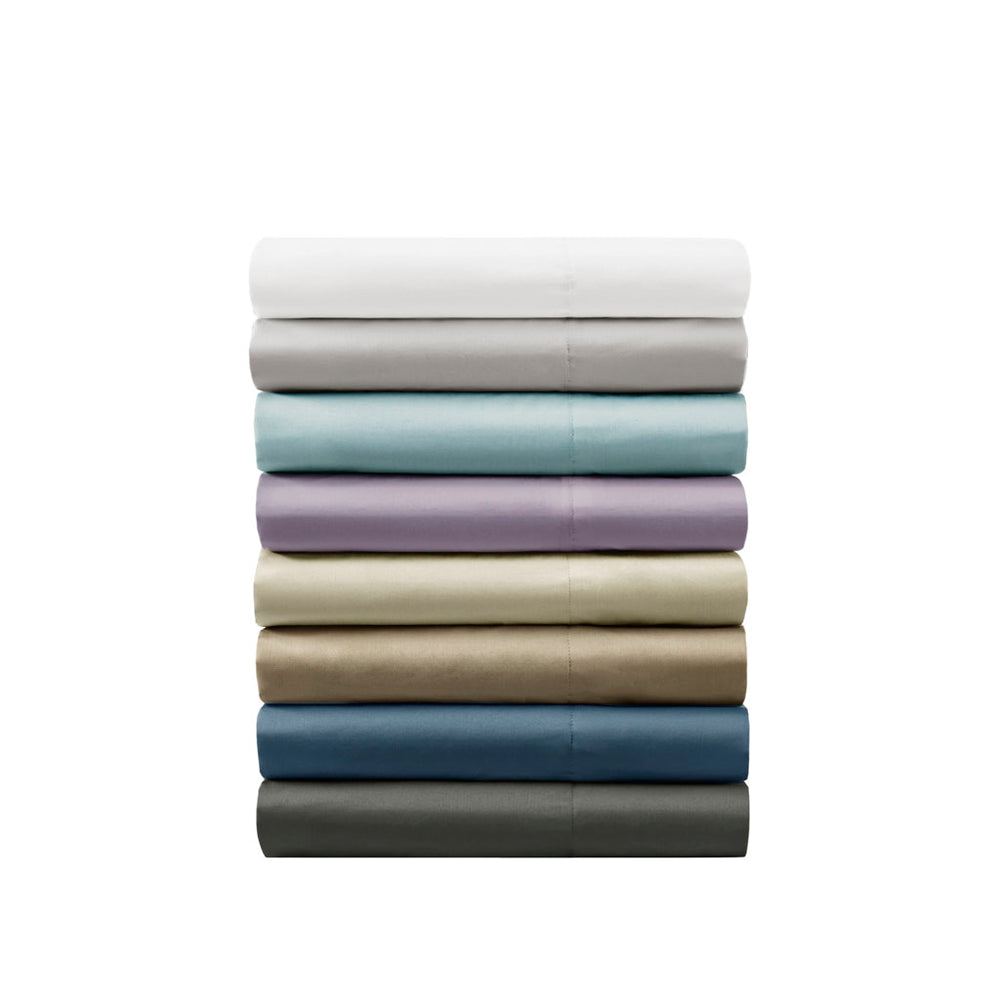 JLA Home Madison Park - Cotton 56/44 Sateen Sheet Set — OEKO‑TEX Certified, Peachy-Soft, Durable Wrinkle-Resistant Bedding (Fits Deep Mattresses) Khaki MPH20-0002