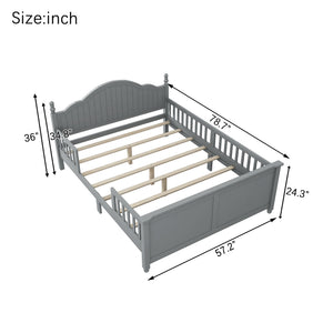 English Elm Full Full Size Kids Bed Gray — Solid Pine Wood Platform with Headboard & Footboard, Guardrail, 300LB Capacity W2593P358753