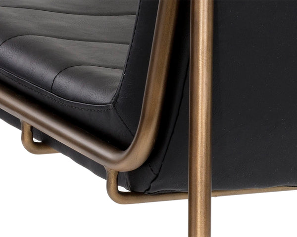 Sunpan Anton Cantilever Dining Chair Sculpted Wood Seat Faux Leather Urban Industrial 112441