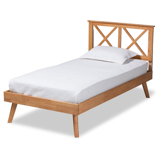 Baxton Studio Baxton Studio Galvin Modern Brown Wood Platform Bed with Adjustable Headboard for Versatile Style Twin SW8219-Rustic Brown-Twin