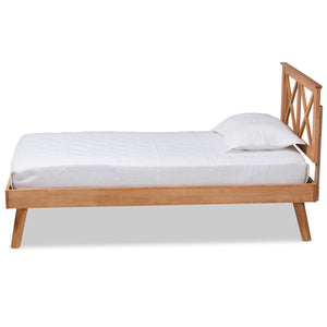 Baxton Studio Baxton Studio Galvin Modern Brown Wood Platform Bed with Adjustable Headboard for Versatile Style Twin SW8219-Rustic Brown-Twin