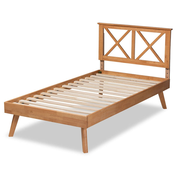 Baxton Studio Baxton Studio Galvin Modern Brown Wood Platform Bed with Adjustable Headboard for Versatile Style Twin SW8219-Rustic Brown-Twin