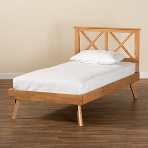 Baxton Studio Baxton Studio Galvin Modern Brown Wood Platform Bed with Adjustable Headboard for Versatile Style Twin SW8219-Rustic Brown-Twin