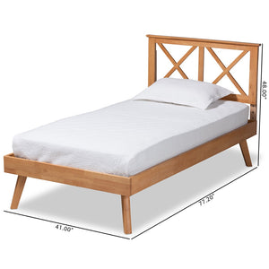Baxton Studio Baxton Studio Galvin Modern Brown Wood Platform Bed with Adjustable Headboard for Versatile Style Twin SW8219-Rustic Brown-Twin