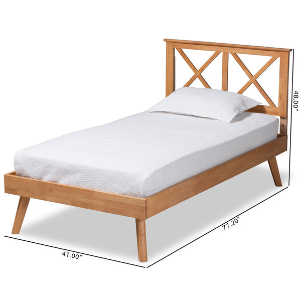 Baxton Studio Baxton Studio Galvin Modern Brown Wood Platform Bed with Adjustable Headboard for Versatile Style Twin SW8219-Rustic Brown-Twin