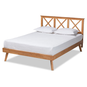 Baxton Studio Baxton Studio Galvin Modern Brown Wood Platform Bed with Adjustable Headboard for Versatile Style Queen SW8219-Rustic Brown-Queen