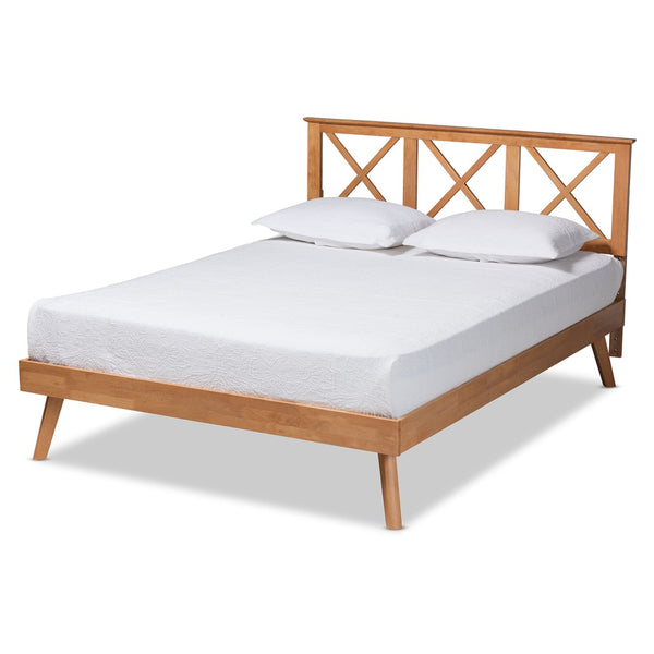 Baxton Studio Baxton Studio Galvin Modern Brown Wood Platform Bed with Adjustable Headboard for Versatile Style Queen SW8219-Rustic Brown-Queen