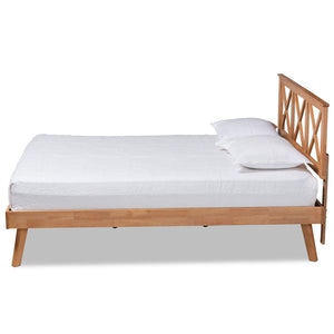 Baxton Studio Baxton Studio Galvin Modern Brown Wood Platform Bed with Adjustable Headboard for Versatile Style Queen SW8219-Rustic Brown-Queen