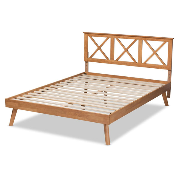 Baxton Studio Baxton Studio Galvin Modern Brown Wood Platform Bed with Adjustable Headboard for Versatile Style Queen SW8219-Rustic Brown-Queen