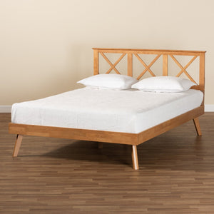 Baxton Studio Baxton Studio Galvin Modern Brown Wood Platform Bed with Adjustable Headboard for Versatile Style Queen SW8219-Rustic Brown-Queen