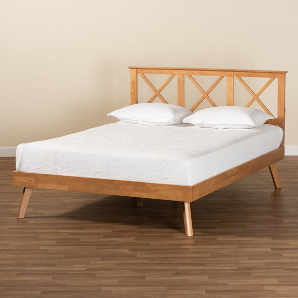 Baxton Studio Baxton Studio Galvin Modern Brown Wood Platform Bed with Adjustable Headboard for Versatile Style Queen SW8219-Rustic Brown-Queen