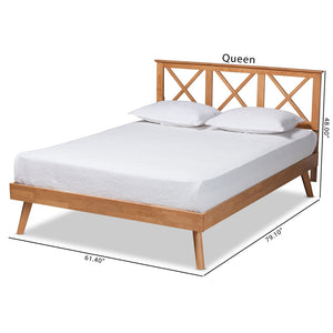 Baxton Studio Baxton Studio Galvin Modern Brown Wood Platform Bed with Adjustable Headboard for Versatile Style Queen SW8219-Rustic Brown-Queen