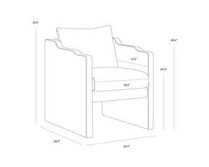 Sunpan Scala Fully Upholstered Velvet Dining Armchair with Curved Arms for Modern Spaces 112478