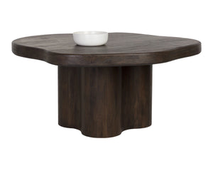 Sunpan Bellona Solid Acacia Wood Pedestal Dining Table Artisan Crafted Sculptural Base 112482