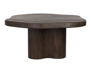 Sunpan Bellona Solid Acacia Wood Pedestal Dining Table Artisan Crafted Sculptural Base 112482